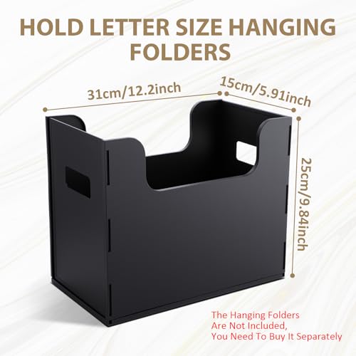 2 Pcs Portable Desktop File, Side Handles, Filing Organizer, Hanging File Folders, Letter Size for Schools Office Home (Black) - color: Black