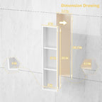 Narrow Shower Niche with Shelf，Stainless Steel recessed Wall Niche ，Three-Tier Shelves with Bathroom Storage/Remodel， Matte White （ 8"x 36"） - color: White, size: 36 * 8 in