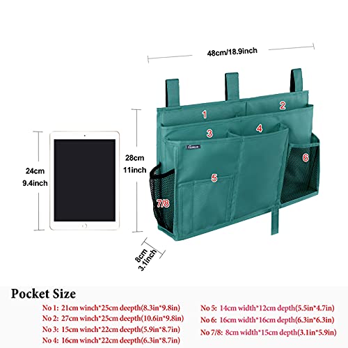 Surblue Caddy Hanging Organizer Bedside Storage Bag for Bunk and Hospital Beds, Teal, L - color: R-Teal, size: Large