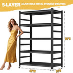 88" H Garage Shelving Heavy Duty, Metal Storage Shelves, 3000LBS, 5-Tier Adjustable Industrial Shelves Unit, Utility Organizer Shelf for Garage, Kitchen, Warehouse, Basement, 48"W x 24"D x 88"H - size: 48"W x 24"D x 88"H