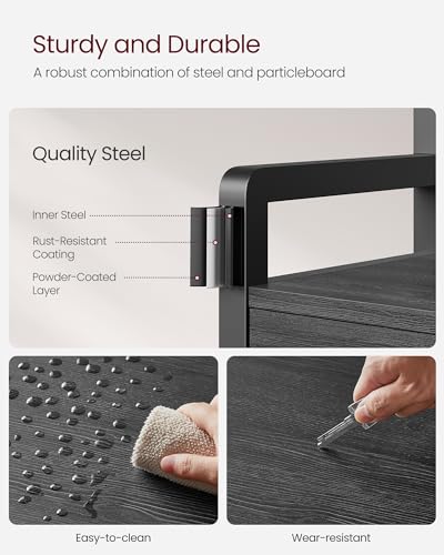 VASAGLE Hall Tree with Bench and Shoe Storage, Entryway Coat Rack with Shoe Bench, 2 Fabric Drawers, 10 Hooks, 11.8 x 31.7 x 71.5 Inches, Stone Gray and Ink Black UHSR429B04 - color: Stone Gray + Ink Black