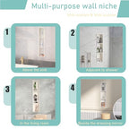 Narrow Shower Niche with Shelf，Stainless Steel recessed Wall Niche ，Three-Tier Shelves with Bathroom Storage/Remodel， Matte White （ 8"x 36"） - color: White, size: 36 * 8 in