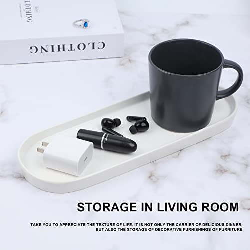 Ceramic Sink Tray, Bathroom Counter Tray, Bathtub, Cosmetics Dish, Candle, Perfume Shampoo Liquid Soap Simple Style Design Suit for Bathroom and Kitchen (White) - color: White