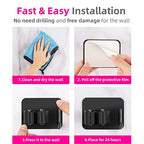 4 Pack Anti-Slip Broom Holder, Space-Saving, Damage-Free Wall Mount, Stainless Steel, Black