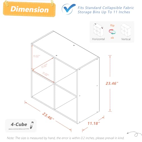 NELYE 4 Cube Organizer Bookcase - Fabric Storage Bins Container, Open Shelf Simple Compartments Bookshelf, White - color: White, size: 4-Cube