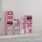 Furinno Luder 3-Tier Open Shelf Bookcase, Pink/White - color: White/Pink, size: 3-Tier, 9.3 x 16 x 31.4