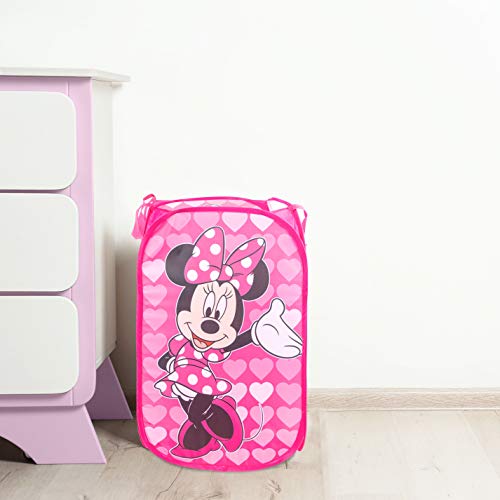Jay Franco Disney Minnie Mouse Pop Up Hamper - Mesh Laundry Basket/Bag with Durable Handles (Official Disney Product) - color: Minnie Mouse - Pink