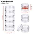 Hipiwe 6 Sets 5 Layers Plastic Round Storage Containers Small Art Craft Accessory Organizer Box 10ML Containers Jars for Jewelry Small bead Nail Designs Storage - size: 6Packs 1.5"D x3.9"H