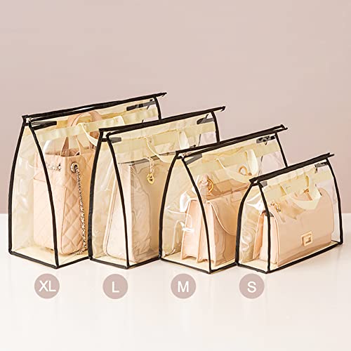 2 PCS Hanging Handbag Storage Organizer Purse Dustproof Storage Bag Transparent Non-woven Storage Bag with Zipper and Handle (XL) - size: XL