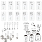 Measuring Cup and Spoon Organizer, 12 Pack Adhesive White Stainless Steel Hooks for Hanging with 6 Kitchen Conversion Chart Stickers, Kitchen Hooks for Space Saving Storage - style: 12 Pcs White Stainless Steel Hooks with Stickers