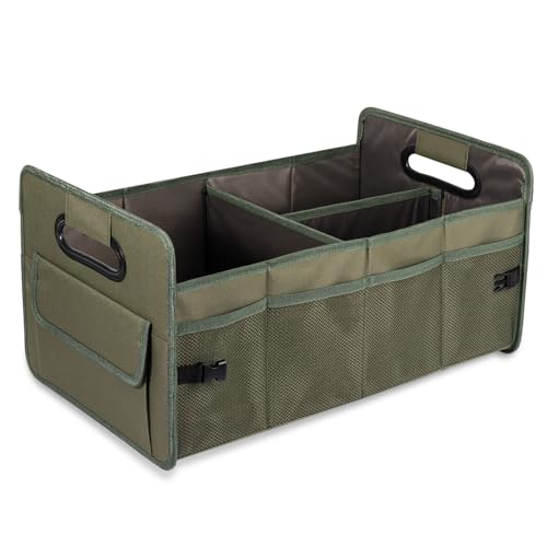 JiatuA Car Trunk Organizer, Car Organizers and Storage Collapsible Multi Compartment Container Box, Adjustable Car Accessories for SUV Sedan Truck, Standard Size, Green - color: Green, size: Standard
