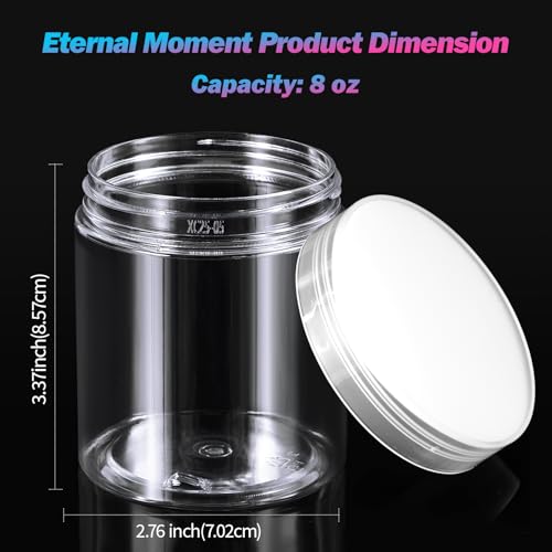 48 Pack 8 OZ Plastic Jars Round Clear Cosmetic Container Jars with Clear Lids, Eternal Moment Plastic Slime Jars for Lotion, Cream, Ointments, Makeup, Eyeshadow, Rhinestone, Samples, Travel Storage - color: Clear Lid, size: 8 Ounce