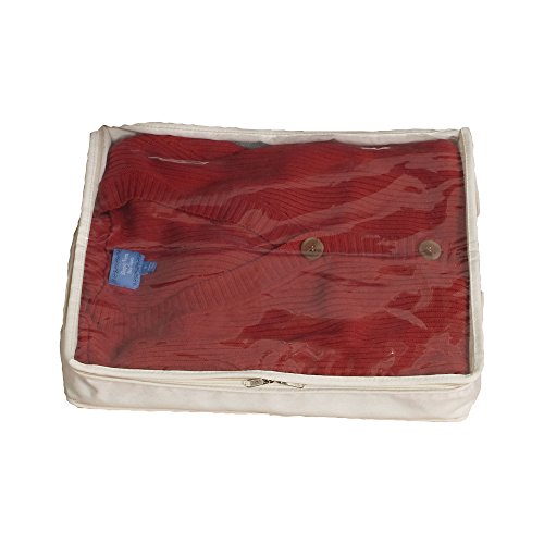 Household Essentials Lightweight Canvas Sweater Bag 2 Pack, Durable Canvas with Clear PEVA Top, 3-Sided Zipper, Perfect Fit for Shelving or Under the Bed - size: 2-Pack, style: Sweater Storage Bag