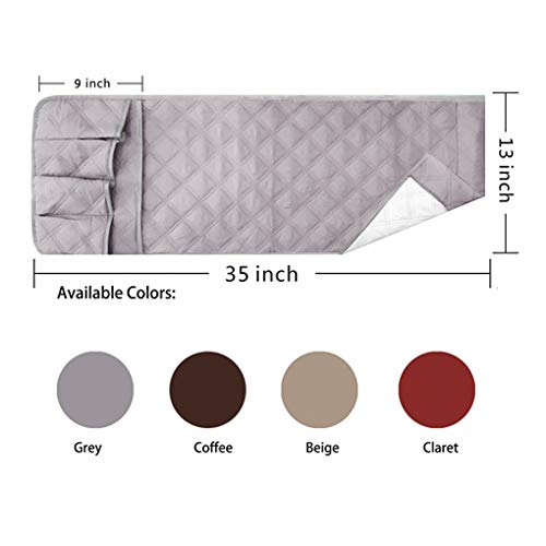 Couch Sofa Armrest Organiser Arm Chair Caddy Bedside Storage Pocket with 6 Pockets TV Remote Holder Bed Storage Pocket Bag for Cellphone Tablet Notepad Book Magazines DVD Glasses - color: #D Grey (Polyester)