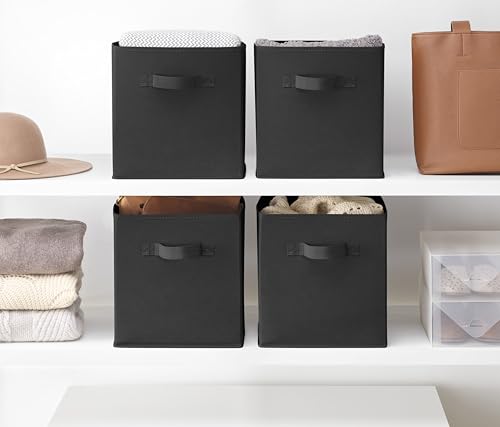 Whitmor Collapsible Cubes - 10.5 x 10.5 x 11 inches - Black - Set of 4 - color: Black, size: 10.5 x 10.5 x 11 inches (Set of 4)