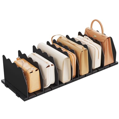 SPACEKEEPER Shelf Divider for Closet, Adjustable Purse Organizers Handbag Separators Storage Organizer Bookshelf Separator Dividers in Bedroom Office Kitchen Bathroom, Black - color: Black