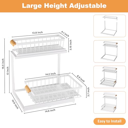 Under Sink Organizer 2 Tier, Pull Out Drawer Slides Under Sink Storage for Bathroom Kitchen,Multi-Purpose Drawer Under Cabinet Organizer for Cleaning Supplies (White, Large-1 Pack) - color: White, size: Large-1 Pack