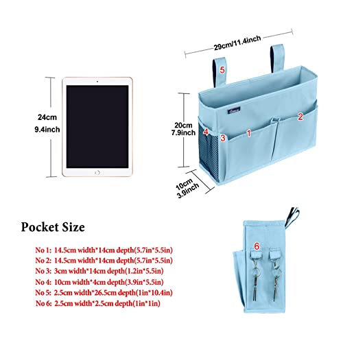 Surblue Bedside Caddy Hanging Organizer Bedside Storage Bag for Bunk and Hospital Beds (Small, Skyblue) - color: Skyblue, size: Small