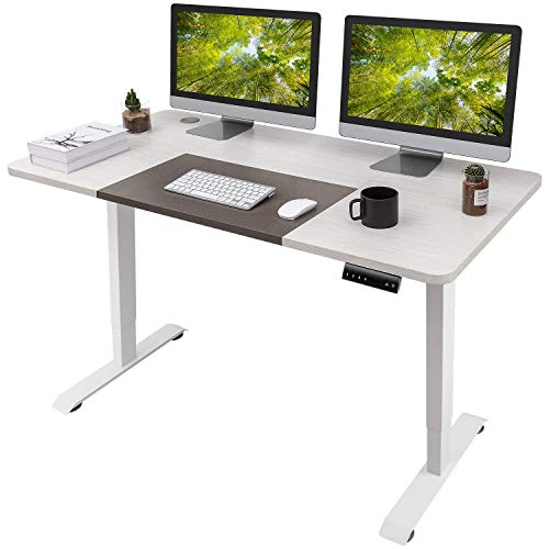 Homall Height Adjustable Electric Standing Desk, 55 x 28 Inches Stand Up Desk, Sit Stand Home Office Desk Computer Workstation with T-Shaped Metal Bracket (White) - color: White, size: 56 Inch