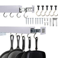 Pull Out Pot Racks, Pot and Pan Organizer with Hooks, Kitchen Pots and Pans Rack Pot Hanging Holder Under Cabinet, Aluminum Alloy Sliding Under Storage (Gray, 5 Hooks) - size: 5 Hooks