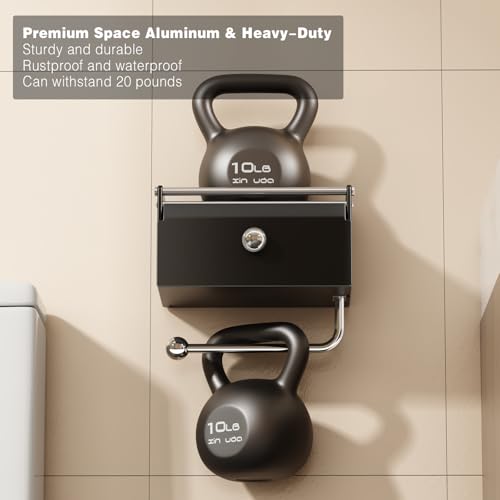 Voldra Toilet Paper Holder with Shelf, Flushable Wipes Dispenser for Bathroom, Adhesive Toilet Paper Roll Holder with Storage Wall Mount Stick On Bathroom Tissue Holder Front Flip Design (Matte Black) - color: Black, size: Wipes Box