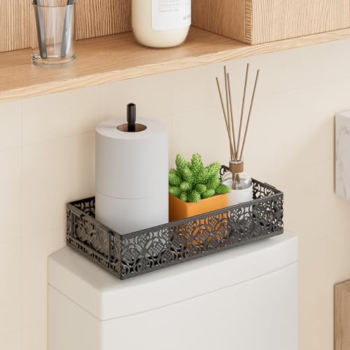 Toilet Tank Topper Paper Basket - Basket Decor Box with Magnetic Paper Towel Holder for Restroom Bathroom (Black) - color: Black