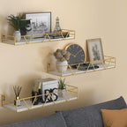 Amaoot Floating Shelves Set of 3, Home Wood Wall Shelf, Farmhouse Shelf for Bedroom, Wall Mounted Floating Shelf for Living Room, Bedroom, Bathroom, Kitchen, Office (Gold) - color: Gold