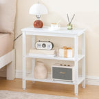 HOOBRO End Table, Simple Rustic Side Table with 3-Tier Storage Shelf, Narrow Nightstand for Small Spaces, Easy Assembly, for Living Room, Bedroom, Industrial Design, White WT14BZ01 - color: White