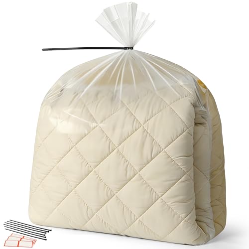 Storage Standard Large Clear Plastic Bags for Storage 6-Pack - Waterproof Extra Large Plastic Bags with Zip Ties, Heavy-Duty Cover for Clothes, Blankets, Linens & Bedding Organization - 32 x 42 Inches - size: 32'' x 42’’