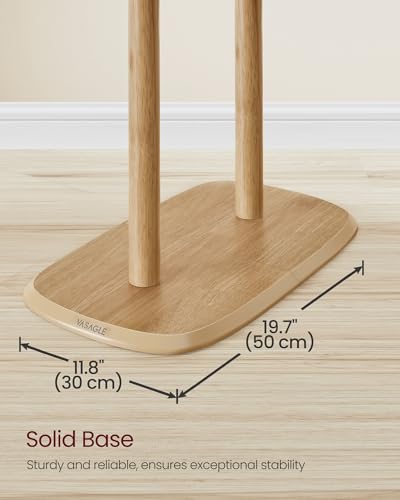 VASAGLE Coat Rack, Free Standing Coat Stand, Hall Coat Tree with 8 Hooks and Storage Shelf, 67.2 Inch Tall, for Coats, Hats, Bags, for Entryway, Hallway, Bedroom, Natural Beige URCR040N02 - color: Natural Beige, style: rectangular tray