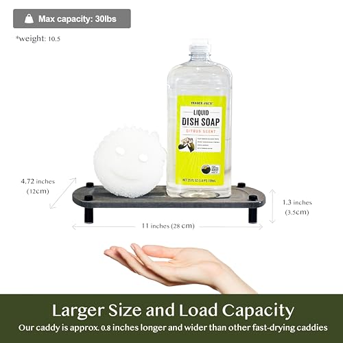 2PCS Water Absorbing Stone Soap Tray for Kitchen Bathroom Sink, Quick Dry Diatomaceous Earth Drying Rack and Shower Caddy, Soap Dispenser and Sponge Holder Organizer for Countertop, TWINKLE MOMENT; Dark Gray - color: Dark Gray