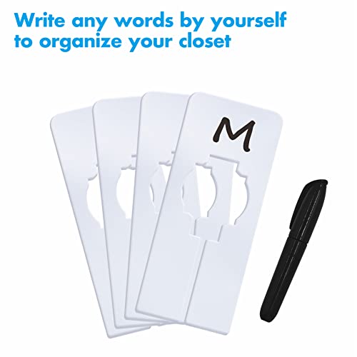 8 PCS Closet Rack Dividers, Wardrobe partition Board White Rectangular Clothing Hanger Dividers with a Bonus Marker, Writable & Reusable for Sorting Clothes Size, Color - color: White, size: 8 Pcs