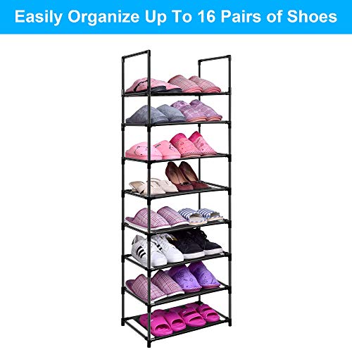 8 Tier Metal Sturdy Shoe Rack for Entryway/Closet, Stores 16-20 Pairs of Shoes, Multi-use Shelf Organizer for Space Saving Storage - size: 8 Tier