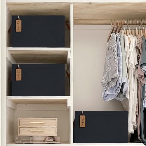 CHICVITA Black Storage Bins Shoe Basket for Entryway, Closet Toy Storage Bins with Handles for Kids, Small Laundry Basket, 14 ¾" L x 10 ¼" W x 8 ¼" H, 2-Pack - color: Black, size: 14 ¾" L x 10 ¼" W x 8 ¼" H