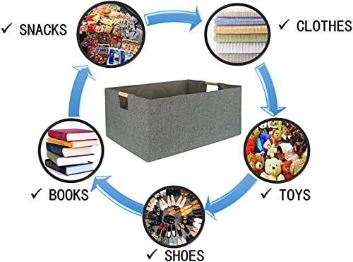 Storage Bin for Shelves Rectangle Closet Baskets Foldable Box with Handles Gray Shelf Baskets Toy Boxes for Home Office Car Dormroom - color: Grey