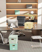 Oterri Storage File Box(New) (Cream-yellow(Leather), 1 pack), AM03118 - color: Cream-yellow(Leather), size: 1 pack