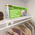 EZ SHELF - Hanging Shelf - Closet Rod - Expands 63.3-118” - White, Closet Shelves - Strong, Holds 200 lbs - DIY, Easy Install - to 2 Side Walls - Alternative to Wire Shelving - color: White, size: 64 in-118 in