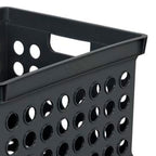 Sterilite Stackable Plastic Storage Crate Bin Organizer File Box with Handles for Home, Office, Dorm, Garage, or Utility Organization, Black, 6-Pack