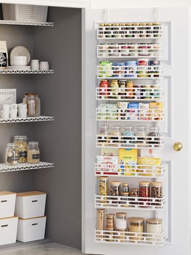 Over the Door Pantry Organizer, Over The Door Pantry Organizer Rack and Storage, 9 Tier Metal Hanging Spice Rack Shelves Door, Home & Kitchen Essentials, White - color: WhiteOpenwork, size: 9-Tier