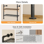 ONBRILL L7 Wall Mounted Industrial Pipe Clothing Rack – Heavy Duty Modular Closet System with 9 Hanging Rods (6 Expandable) & 10 Adjustable Shelves, Corner Garment Rack, Large Wardrobe - Black - color: Black