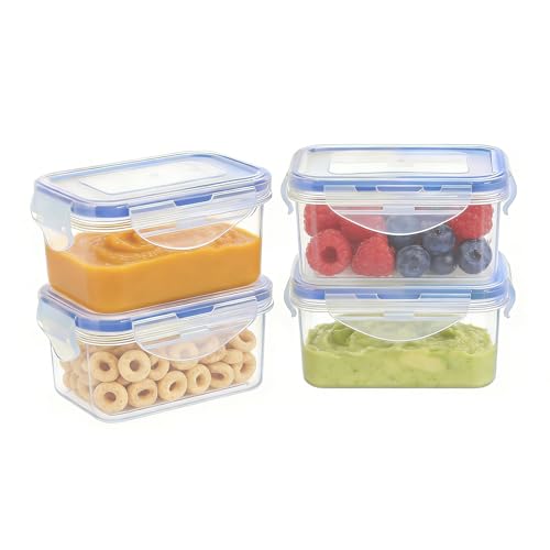 KIGI Small Food Storage Containers with Airtight Lids, 4-Sided Locking Lids, Reusable BPA-Free Plastic, Leakproof for Snack, Lunch, Meal Prep, Portion Control & Purees, 6 oz / 0.75 Cup, 8 Piece Set - size: 0.75 cup (8-Piece) A