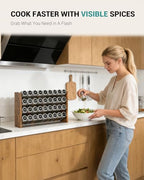 NESAPTO Spice Rack Organizer for Cabinet, Wooden 4 Tier Vertical Seasoning Organizers for Kitchen Pantry, Countertop/Wall Mount, Holds 36 Spice Jars (No Jars Included), 17.2" W × 9.4" H - size: Holds 36 Jars, 17.2"W × 9.4"H