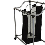 Household Essentials Triple Laundry Sorter with Wheels, Tapered Metal Frame, Removable Polyester Bags, Ventilated, Smooth Rolling Casters, Great for Sorting Laundry Large