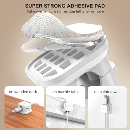 Picozon 6 Pack Magnetic Cable Clip Organizer Cord Holder, Picozon Adhesive Cable Management, Wire Phone USB Charger Cable Holder Keeper Organizer for Car, Office Home Desktop, Wall, Night Table - size: Pack of 6