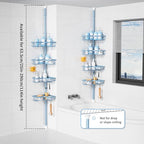 KEGII Shower Caddy Tension Pole, 4-Tier Rustproof Adjustable Corner Bathroom Organizer for Renters, 25–114.2 Inch No Drill Space-Saving Shower Storage Rack, Blue - style: Tension Caddy - Blue
