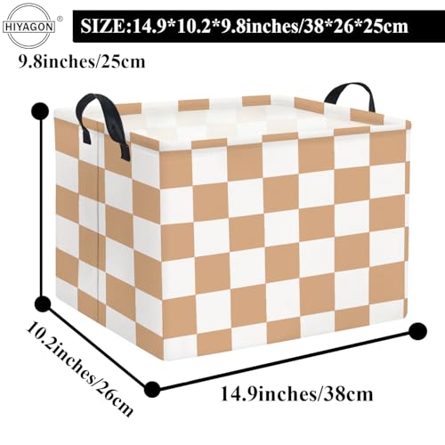 HIYAGON Rectangular Baby Girl Basket Fabric Storage Basket Storage Bin Organizer Box Room Decor(Brown Checkered) - color: Brown Checkered