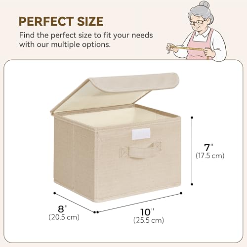 GRANNY SAYS Small Storage Bins with Lids, Small Storage Boxes, Shelf Baskets for Shelf, Collapsible Storage Bins for Living Room, Bedroom, 10x8x7 Inch, Khaki, 2-Pack - color: Khaki, size: Small-2 Pack