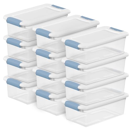 Sterilite 12-Pack Latching Box, Under Bed Storage Bins with Lids, Clear Plastic, 6 Quart - Heavy-Duty Organizing Containers for Closet, Bathroom, and Office - size: 6 Quart, style: 12 Pack