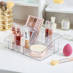 Vtopmart 1 Tier Clear Makeup Organizer with Drawer, Cosmetic Storage for Dresser Countertop and Bathroom Vanity, Beauty Holder for Lipstick Brush Skincare - style: 1 Tier
