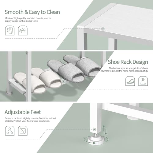 Narrow Side Table for Small Space, 2-Tier Small End Table with Shelf Holder, Slim Nightstand, Skinny Snack Couch Table in Living Room, Bedroom, Study, Kitchen and Balcony (White) - color: White